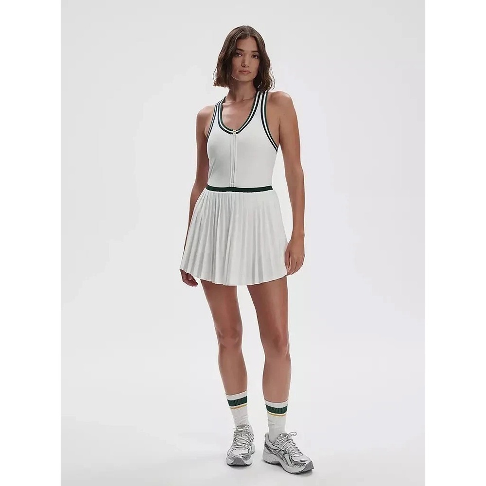 Varley Tennis Dress Sleeveless Jane Court Pleated Skirt White Green Size XL
